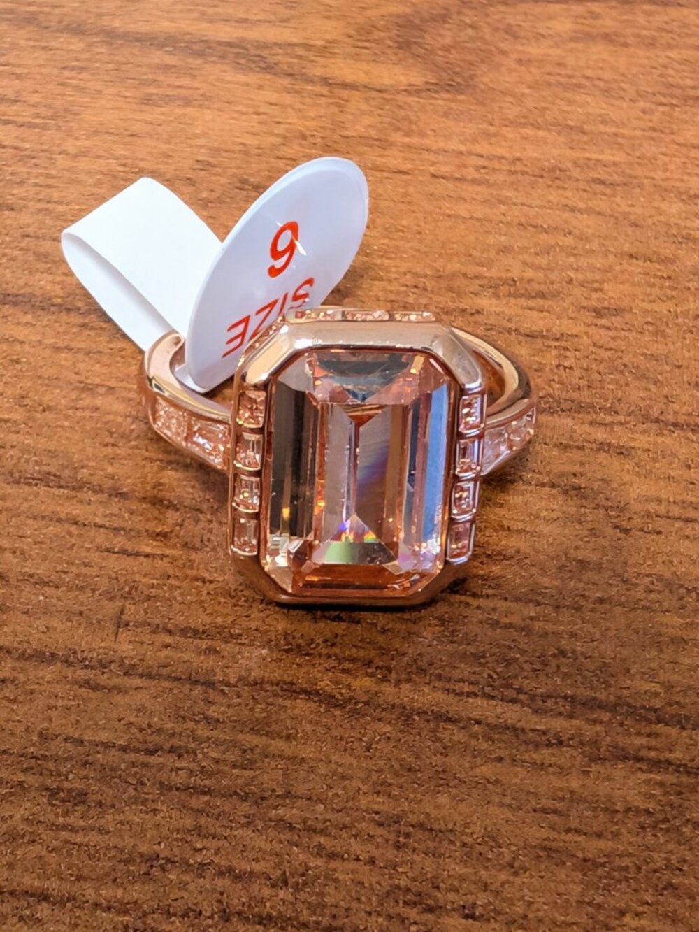 Bomb Party November 2026 Rose Gold plated Champagne CZ Statement Ring Size 6